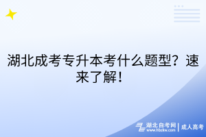 湖北成考專升本考什么題型？速來(lái)了解！