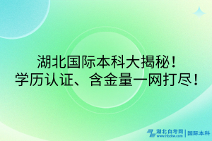 湖北國際本科大揭秘！學歷認證、含金量一網(wǎng)打盡！