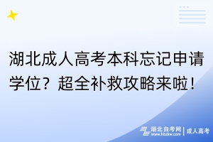 湖北成人高考本科忘記申請(qǐng)學(xué)位？超全補(bǔ)救攻略來(lái)啦！
