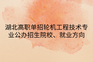 湖北高職單招輪機工程技術專業(yè)公辦招生院校、就業(yè)方向