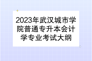 2023年武漢城市學院普通專升本會計學專業(yè)考試大綱