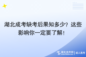 湖北成考缺考后果知多少？這些影響你一定要了解！