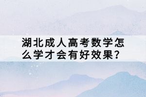 湖北成人高考數(shù)學怎么學才會有好效果？