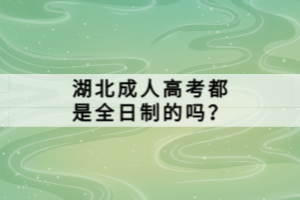 湖北成人高考都是全日制的嗎？