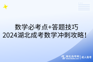 數(shù)學必考點+答題技巧！2024湖北成考數(shù)學沖刺攻略