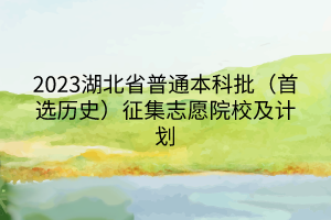2023湖北省普通本科批（首選歷史）征集志愿院校及計劃