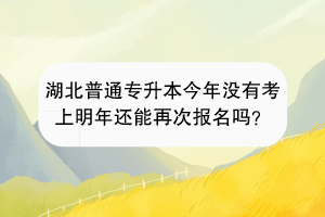 湖北普通專升本今年沒(méi)有考上明年還能再次報(bào)名嗎？