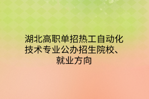 湖北高職單招熱工自動化技術(shù)專業(yè)公辦招生院校、就業(yè)方向