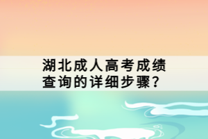 湖北成人高考成績(jī)查詢的詳細(xì)步驟？