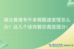 湖北普通專升本做題速度慢怎么辦？這幾個訣竅教你高效提分！