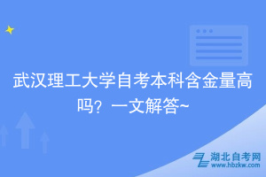 武漢理工大學(xué)自考本科含金量高嗎？一文解答~