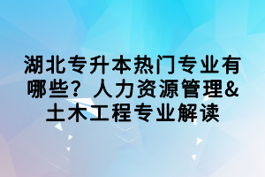 湖北專升本熱門專業(yè)有哪些？人力資源管理&土木工程專業(yè)解讀