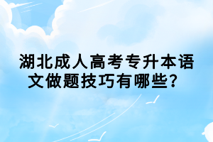 湖北成人高考專升本語文做題技巧有哪些？