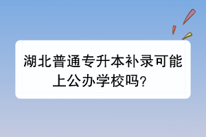 湖北普通專升本補錄可能上公辦學(xué)校嗎？