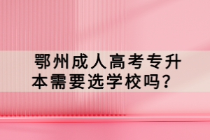  鄂州成人高考專升本需要選學校嗎？