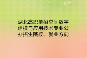 湖北高職單招空間數(shù)字建模與應(yīng)用技術(shù)專業(yè)公辦招生院校、就業(yè)方向