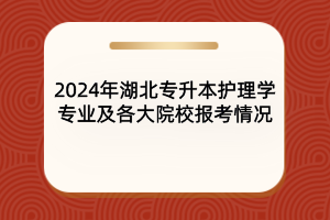 2024年湖北專升本護(hù)理學(xué)專業(yè)及院校報考情況