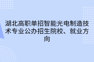 湖北高職單招智能光電制造技術(shù)專業(yè)公辦招生院校、就業(yè)方向