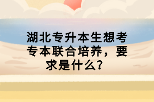 湖北專(zhuān)升本生想考專(zhuān)本聯(lián)合培養(yǎng)，要求是什么？