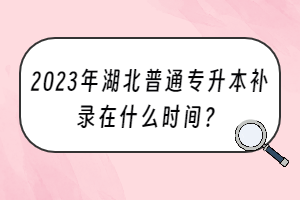 2023年湖北普通專升本補錄在什么時間？