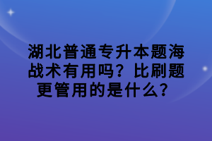 湖北普通專升本題海戰(zhàn)術(shù)有用嗎？比刷題更管用的是什么？