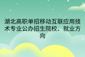 湖北高職單招移動互聯(lián)應用技術(shù)專業(yè)公辦招生院校、就業(yè)方向