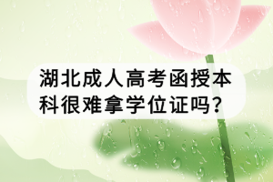 湖北成人高考函授本科很難拿學(xué)位證嗎？