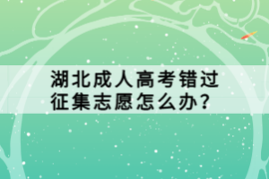 湖北成人高考錯過征集志愿怎么辦？