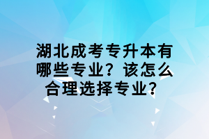 湖北成考專升本有哪些專業(yè)？該怎么合理選擇專業(yè)？