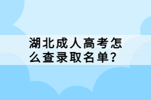 湖北成人高考怎么查錄取名單？