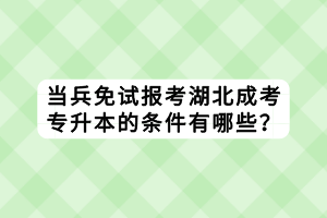 當(dāng)兵免試報考湖北成考專升本的條件有哪些？