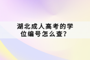 湖北成人高考的學(xué)位編號怎么查？