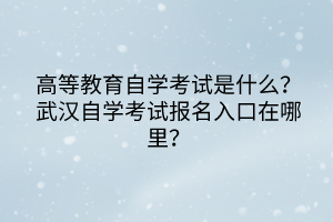 高等教育自學(xué)考試是什么？武漢自學(xué)考試報名入口在哪里？