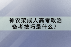 神農(nóng)架成人高考政治備考技巧是什么？