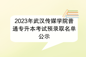 2023年武漢傳媒學院普通專升本考試預錄取名單公示