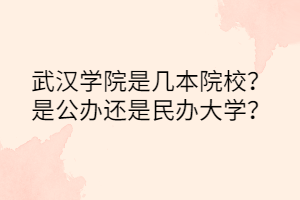武漢學(xué)院是幾本院校？是公辦還是民辦大學(xué)？