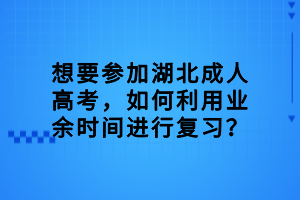 想要參加湖北成人高考，如何利用業(yè)余時(shí)間進(jìn)行復(fù)習(xí)？