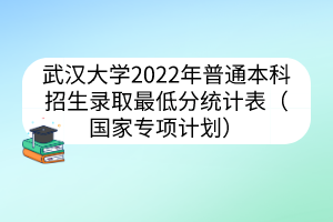 武漢大學2022年普通本科招生錄取最低分統(tǒng)計表（國家專項計劃）