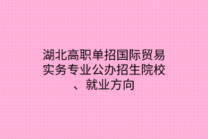 湖北高職單招國際貿(mào)易實務(wù)專業(yè)公辦招生院校、就業(yè)方向