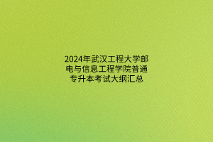 2024年武漢工程大學(xué)郵電與信息工程學(xué)院普通專升本考試大綱匯總