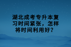 湖北成考專升本復(fù)習(xí)時間緊張，怎樣將時間利用好？
