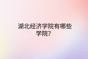 湖北經(jīng)濟學院有哪些學院？