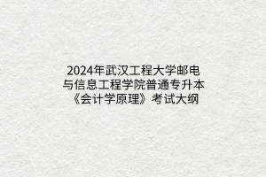 2024年武漢工程大學郵電與信息工程學院普通專升本《會計學原理》考試大綱