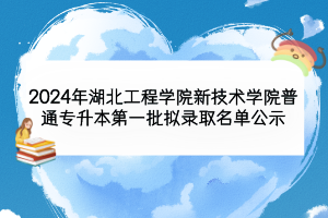2024年湖北工程學院新技術學院普通專升本第一批擬錄取名單公示