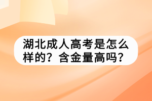湖北成人高考是怎么樣的？含金量高嗎？