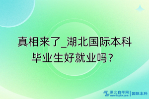 真相來了_湖北國(guó)際本科畢業(yè)生好就業(yè)嗎？