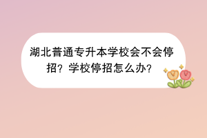 湖北普通專升本學(xué)校會不會停招？學(xué)校停招怎么辦？