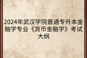 2024年武漢學(xué)院普通專(zhuān)升本金融學(xué)專(zhuān)業(yè)《貨幣金融學(xué)》考試大綱