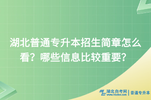 湖北普通專升本招生簡(jiǎn)章怎么看？哪些信息比較重要？