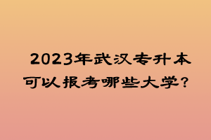 2023年武漢專升本可以報(bào)考哪些大學(xué)？